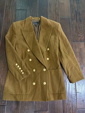 Cashmere Japan Sanyo Classiques Lambswool Blazer Jacket Camel Double M 8 Vintage